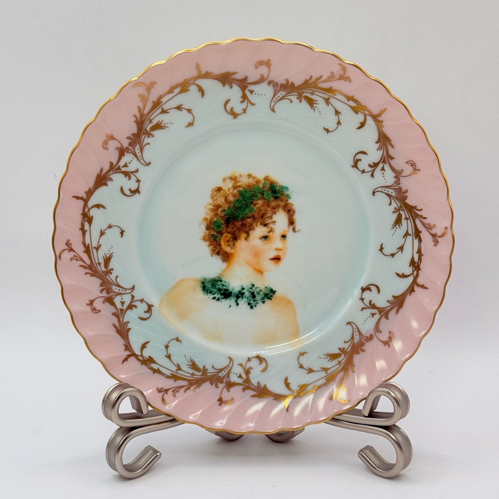 Vintage Royal Tettau Fine Bone China Woman Portrait Elegance Rose Plate Germany